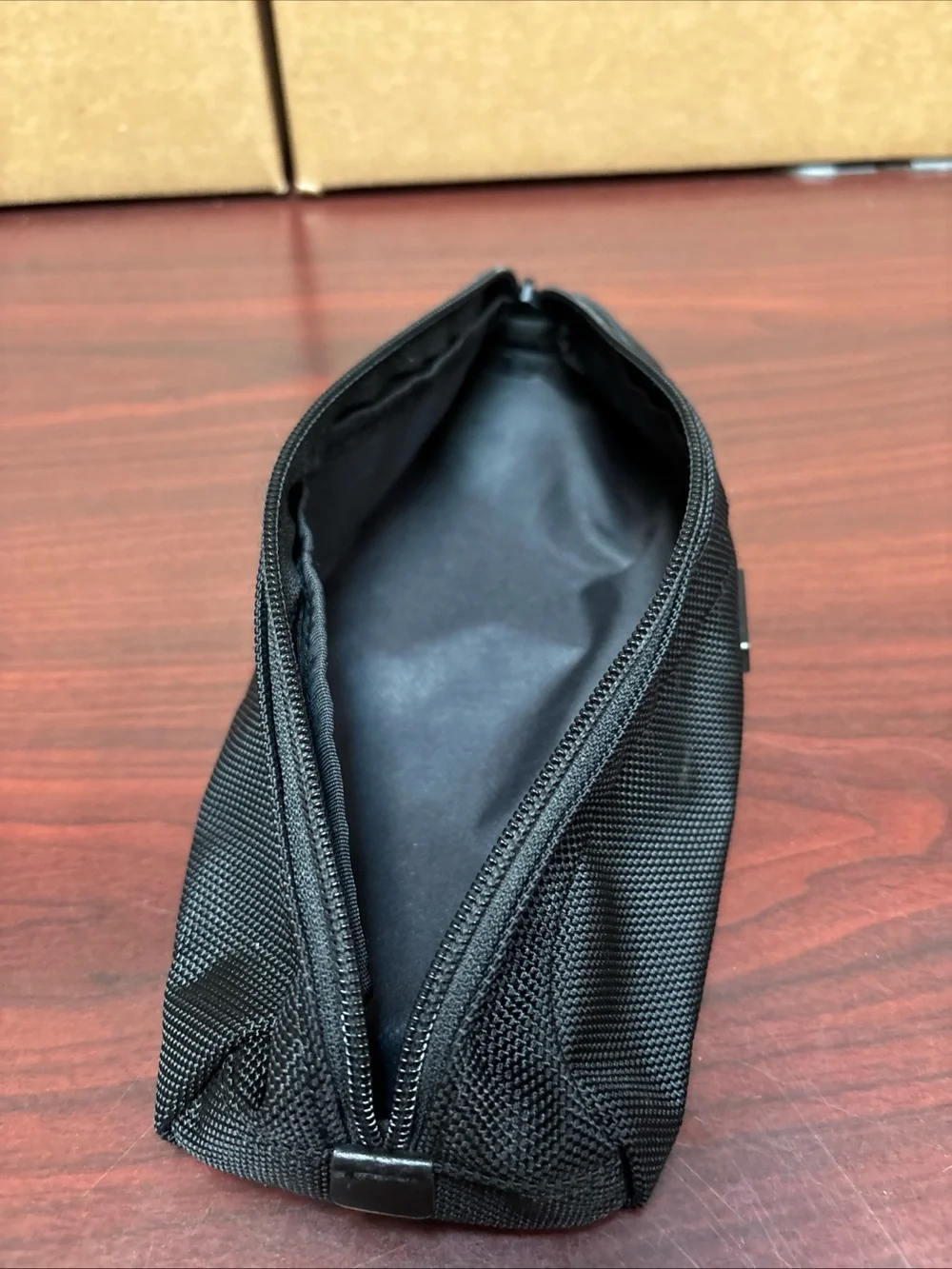 TUMI Black Ballistic Accent Zip Up Accessory Cord Travel Pouch Case Bag